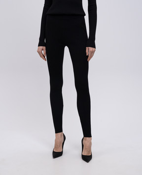 Dolce&Gabbana Чорні легінси з вовни в рубчик FXU07TJCVXG