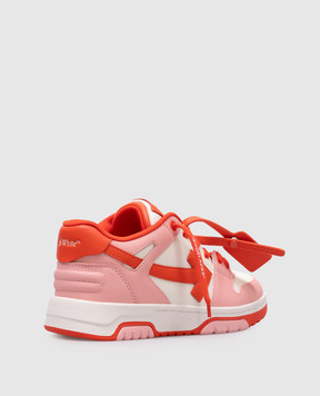 Off-White Детские розовые кожаные кроссовки Out of office с логотипом OGIA007S25LEA001