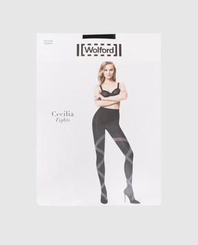 Wolford Черные колготки Cecilia в геометрический узор. 14708