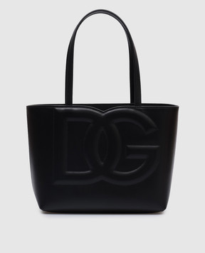 Dolce&Gabbana Черная кожаная сумка-тоут с фактурным логотипом DG BB7337AW576