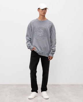Balmain Сірий світшот з вишивкою логотипа FH1JS013BD08