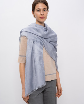 Max Mara Голубой платок из шелка и шерсти DUDY