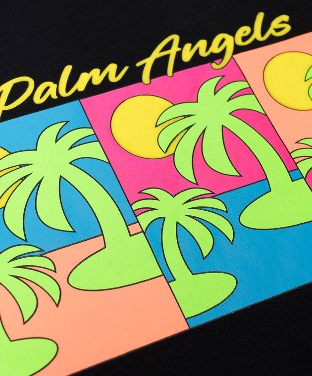 Palm Angels Детская черная футболка с принтом логотипа PBAA003S25JER008412 изображение 3