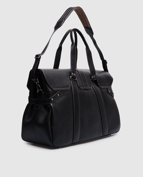 Brunello Cucinelli Черная кожаная дорожная сумка Weekender Country с логотипом MBZIBU429