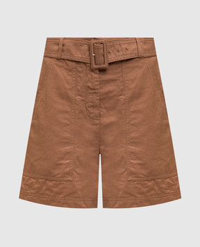 Max Mara Weekend Коричневые шорты CIRINO со льном CIRINO
