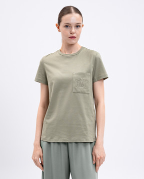 Max Mara Зелена футболка PAPAIA з вишивкою монограми логотипа PAPAIA