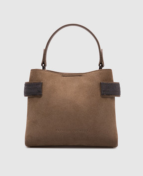 Brunello Cucinelli Коричневая замшевая сумка Essence с цепочкой мониль MBDLD2499