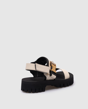 Giuseppe Zanotti Бежевые кожаные сандалии Cometa с логотипом E400065