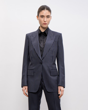 Tom Ford Синий жакет из шерсти в полоску GI3005FAX1404