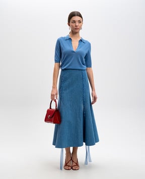 Gabriela Hearst Синяя юбка миди Dion с льном 3253045T120W02