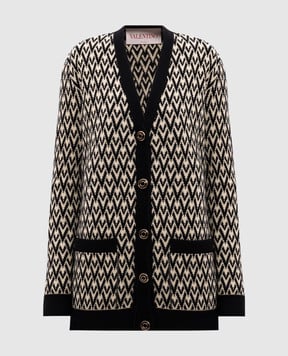 Valentino Бежевий кардиган TOUTE LA V з вовни 6B3KA09A929