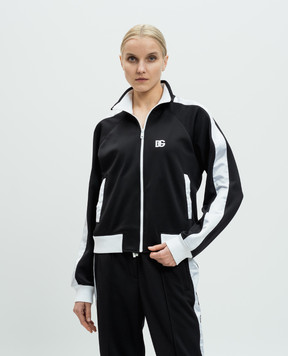 Dolce&Gabbana Черная спортивная куртка с вышивкой логотипа монограммы. F9S53ZGDCX7