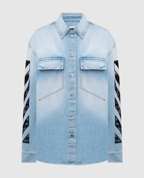 Off-White Голубая джинсовая рубашка Diagonal Fresco OMYD05HS25DEN001