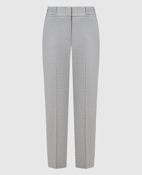 Gray wool trousers with monil chain