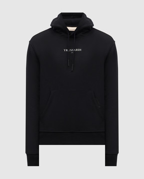 Trussardi Чорне худі з фактурним логотипом G8108000056NMF532F01