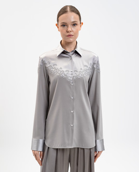 Ermanno Scervino Серая блуза из шелка с вышивкой D472K315HKC