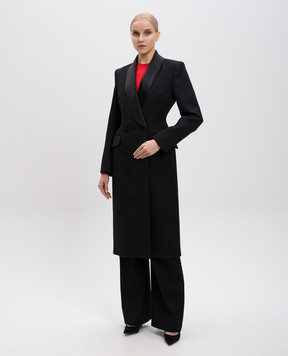 WARDROBE.NYC Чорне двобортне пальто з вовни та шовку W5084F24WO