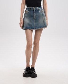 Alexander McQueen Синяя юбка мини с эффектом потертости 817595QMACV