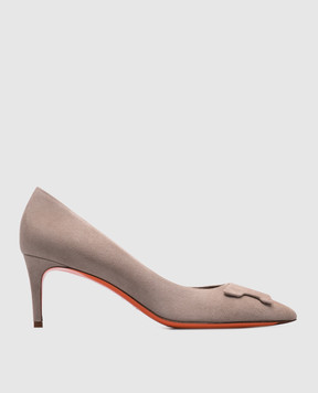 Santoni Бежевые замшевые туфли с элементом WDLS71206HI2TMGD