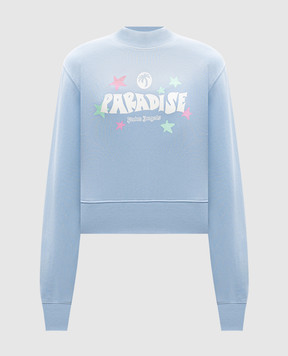 Palm Angels Голубой укороченный свитшот Paradise PWBA016S25FLE001