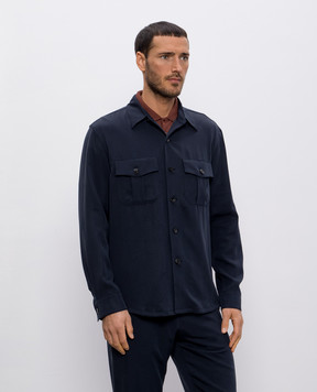 Canali Синя сорочка з кишенями AE0557431016