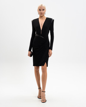 Versace Черное платье с кожаными вставками 10216231A14475