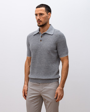 Brunello Cucinelli Серое поло с леном M2L707715