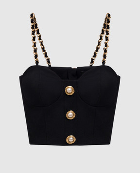 Balmain Черный топ-бюстье из шерсти EF0AD405WC09