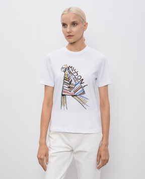 Missoni Біла футболка з принтом та вишивкою логотипа DS25WL03BJ00PB