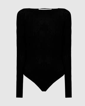 Victoria Beckham Черный боди с открытой спиной в узоре. 1225KTP006367A