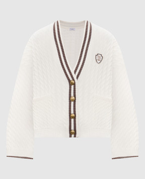 Brunello Cucinelli Білий кардиган з кашеміру з логотипом M12731516