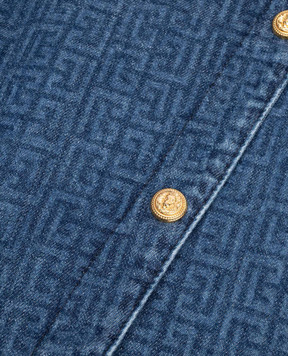 Balmain Дитяча синя джинсова спідниця в брендовий принт BX7A91D00381214