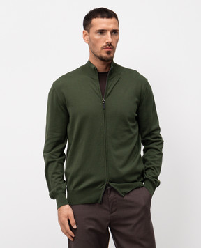 Canali Зеленый кардиган на молнии MK00145C0022