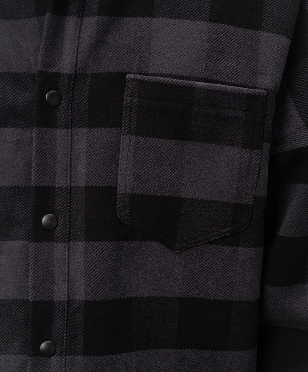 Palm Angels Серая рубашка в клетку с принтом логотипа PMES002C99FAB001 изображение 5