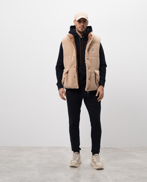 Moncler Бежевый двухсторонний пуховой жилет Colbricon J20911A001485981L