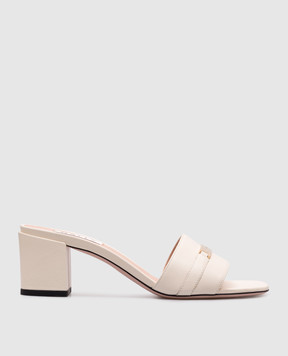 Bally Бежеві шкіряні мюлі Deco з логотипом WS550JVT169