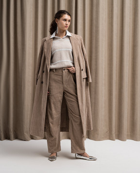 Brunello Cucinelli Бежевые вельветовые брюки с цепочкой мониль MP574P8656