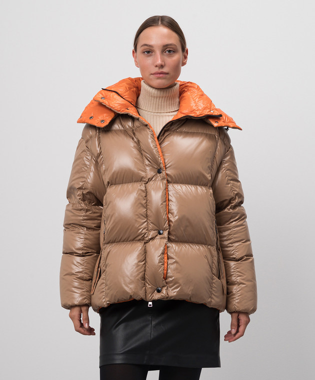 Moncler Бежевый пуховик Parana с логотипом J20931A0010368950 изображение 3