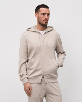 Brunello Cucinelli Бежевая спортивная куртка из кашемира и шелка. MM8359069G