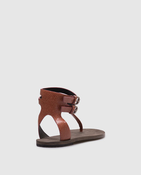 Brunello Cucinelli Коричневые кожаные сандалии MZDCR525