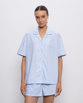 Dore & Rose Голубая пижамная рубашка в полоску с логотипом SHORSLEEVESTRIPEDPJTOP