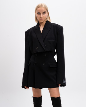 Vetements Чорний укорочений жакет з вовни з нашивкою логотипа WA65JA721B