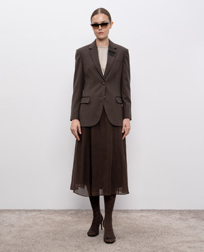 Brunello Cucinelli Сірий топ із шовку з ланцюжком моніль MPC59DE310