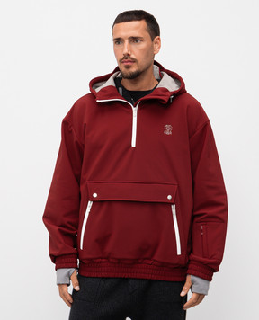 Brunello Cucinelli Бордовый анорак с вышивкой логотипа логотип MM134KG13