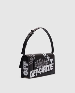 Off-White Черная кожаная сумка Jitney 1.0 в принт логотипа OWNN172S25LEA002