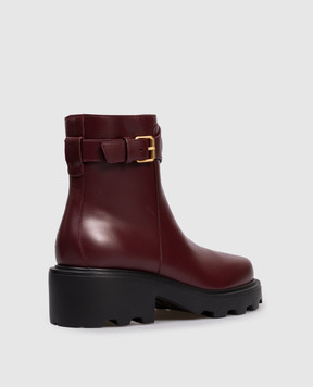 Valentino Бордові шкіряні черевики з емблемою VLogo 7W2S0MT5BEK