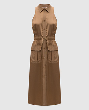 Twinset Коричнева сукня-сорочка з емблемою 251TT2270