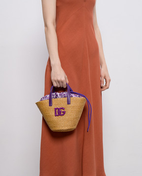 Dolce&Gabbana Дитяча бежева плетена сумка бакет-бег EB0249AW590