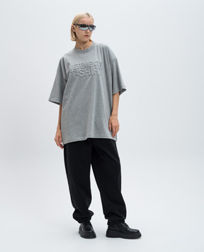 Vetements Серая меланжевая футболка с фактурным логотипом UA65TR370Gw