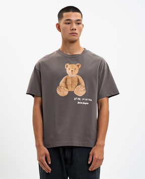 Palm Angels Сіра футболка Bear in mind з принтом PMAA109F25JER00A
